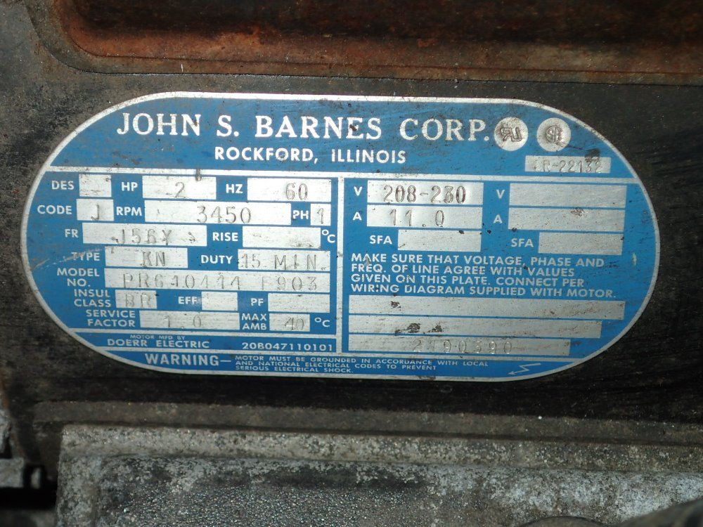 John S. Barnes Corp 2 Hp Pump - Single Phase