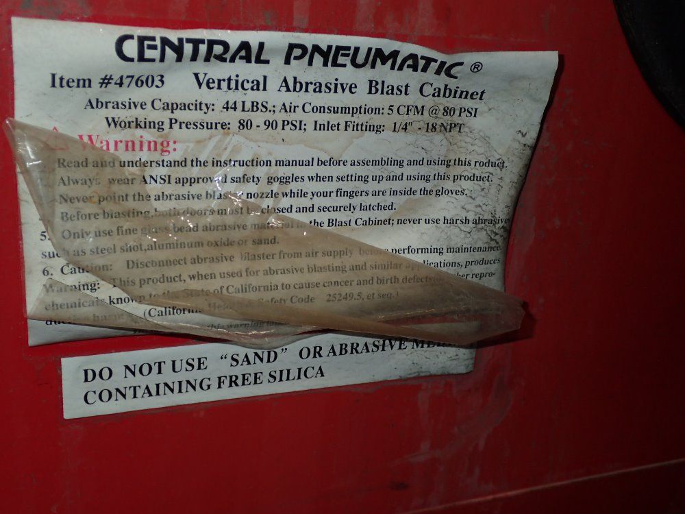 Central Pneumatic Blast Cabinet