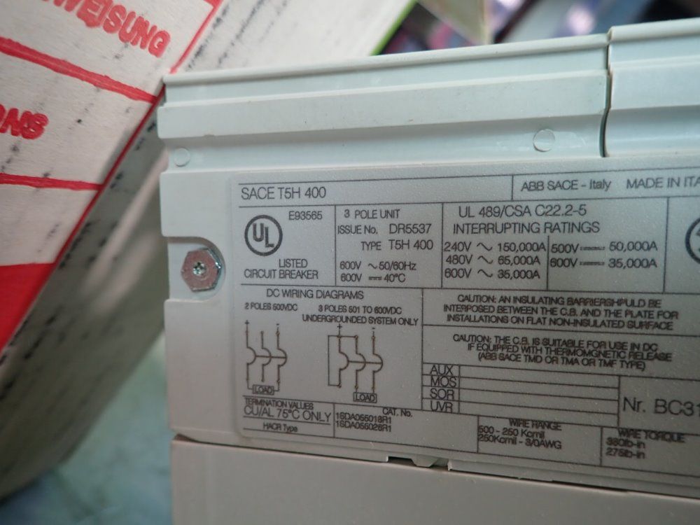 Abb Sace T5h 400, Circuit Breaker 400 Amp - Sace T5h 400