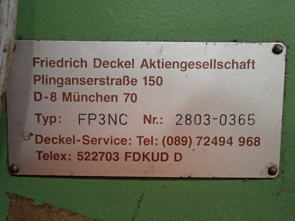 Deckel 20" Fp3nc Cnc Universal Mill - Fp3nc