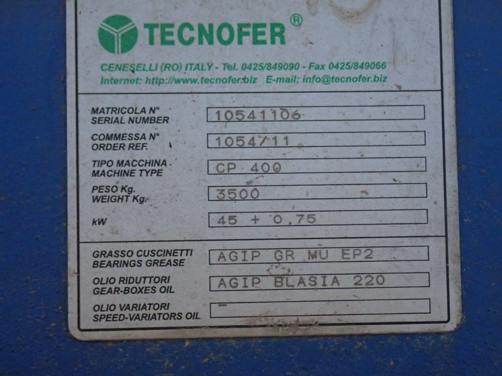 Tecnofer 19" X 19" Opening Cp400 Screw Press - Cp400