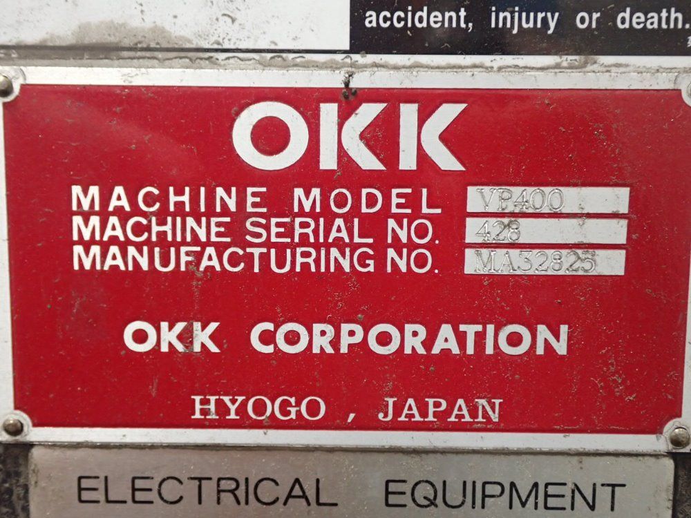 Okk 20" X 16" Vp400 Cnc Vmc - Vp400