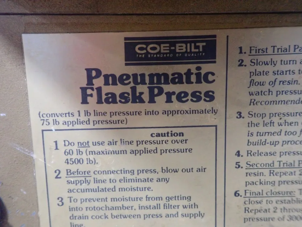 Coe-bilt Pneumatic Flask Press