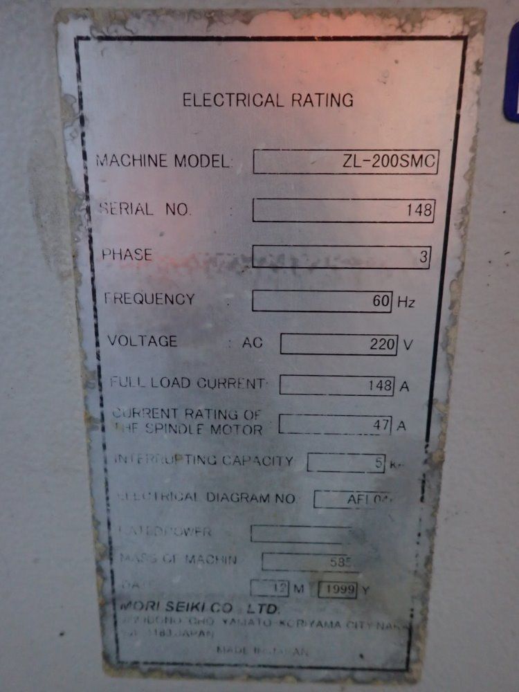 Mori Seiki Zl-200smc Cnc Lathe - Zl-200smc