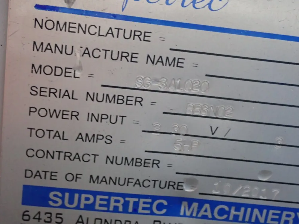 Supertec 10" X 20" Sg - 3a1020 Surface Grinder - Sg - 3a1020