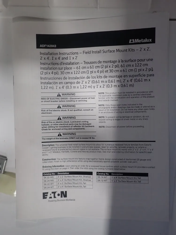 Metalux/eaton Surface Mount Kit