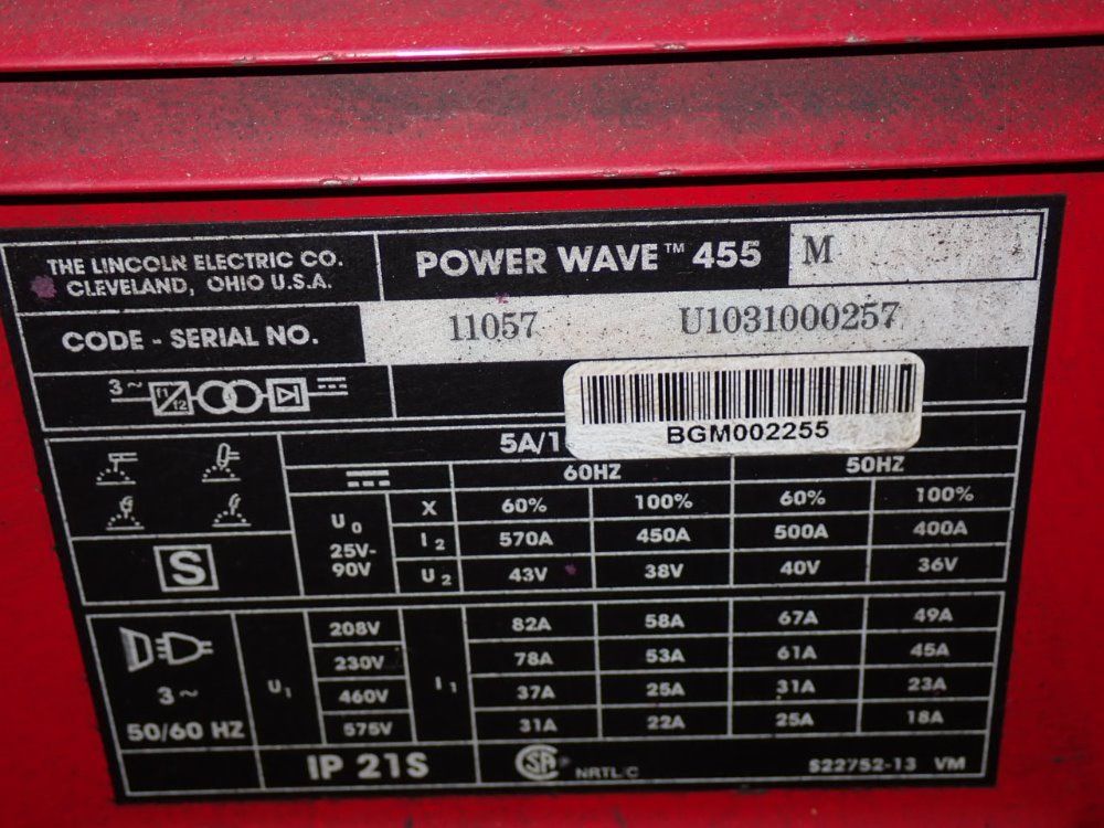 Lincoln Electric 450 Amp Powerwave 455m Welder - Power Wave 455m