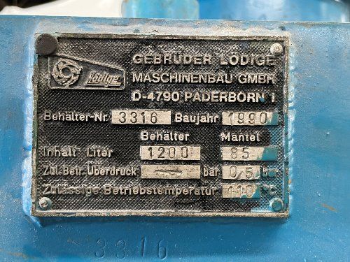 Littleford 42 Cut Ft, 29.4 Cu Ft Working Fkm 1200e Mixer - Fkm 1200e