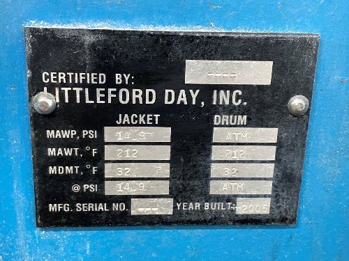 Littleford 42 Cut Ft, 29.4 Cu Ft Working Fkm 1200e Mixer - Fkm 1200e