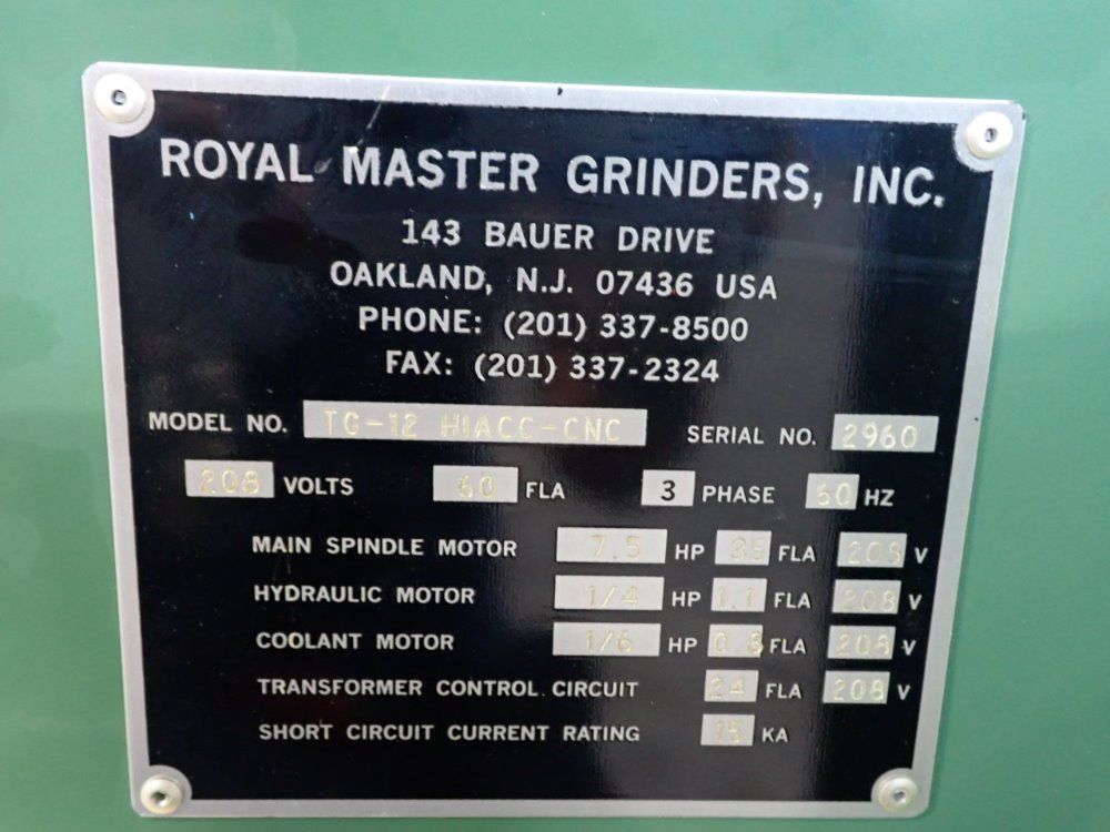 Royal Master Grinders Tg-12 Hiacc-cnc Cnc Grinder - Tg-12 Hiacc-cnc