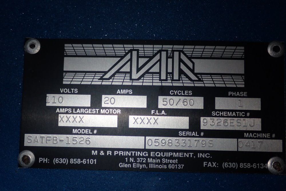 M&r Saturn 1526 Screen Printer - Saturn 1526