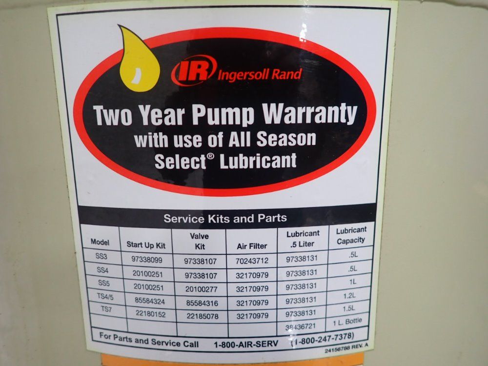 Ingersoll Rand 135 Psi Ss3660v Air Compressor - Ss3660v