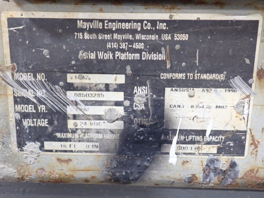 Mec/mayville Engineering 500# Mec1632 Scissor Lift - Mec1632