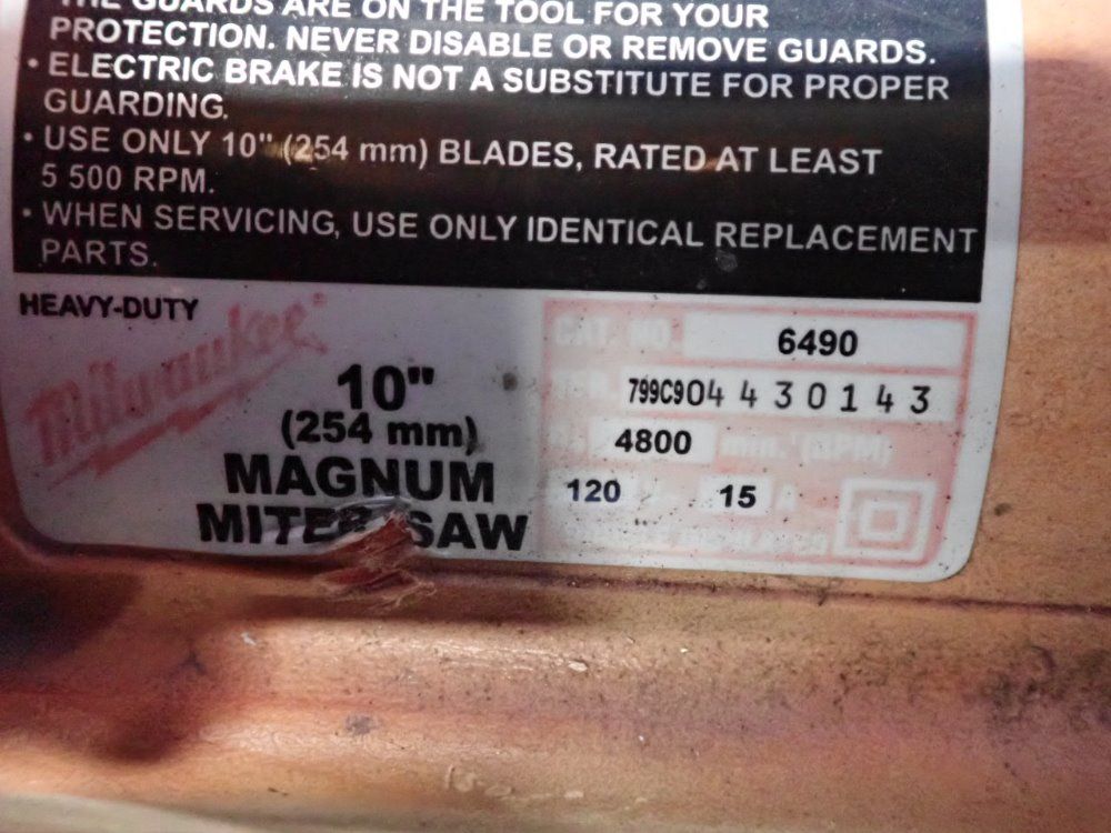 Miluakee 15a 10" Magnum Mitter Saw - 6490