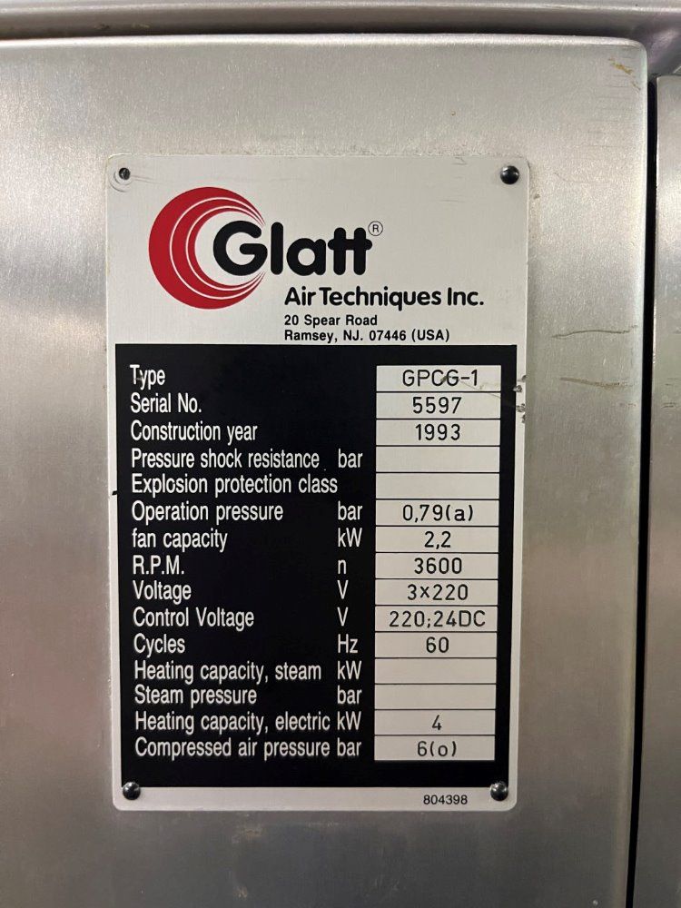 Glatt Glatt Gpcg1 Fluid Bed Dryer Granulator