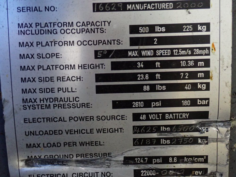 Terex 500 Lbs Ta34n Boom Lift - Ta34n