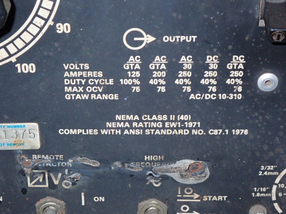 Miller 250 Amp Dialarc Hf 250 Amp Welder - Dialarc Hf