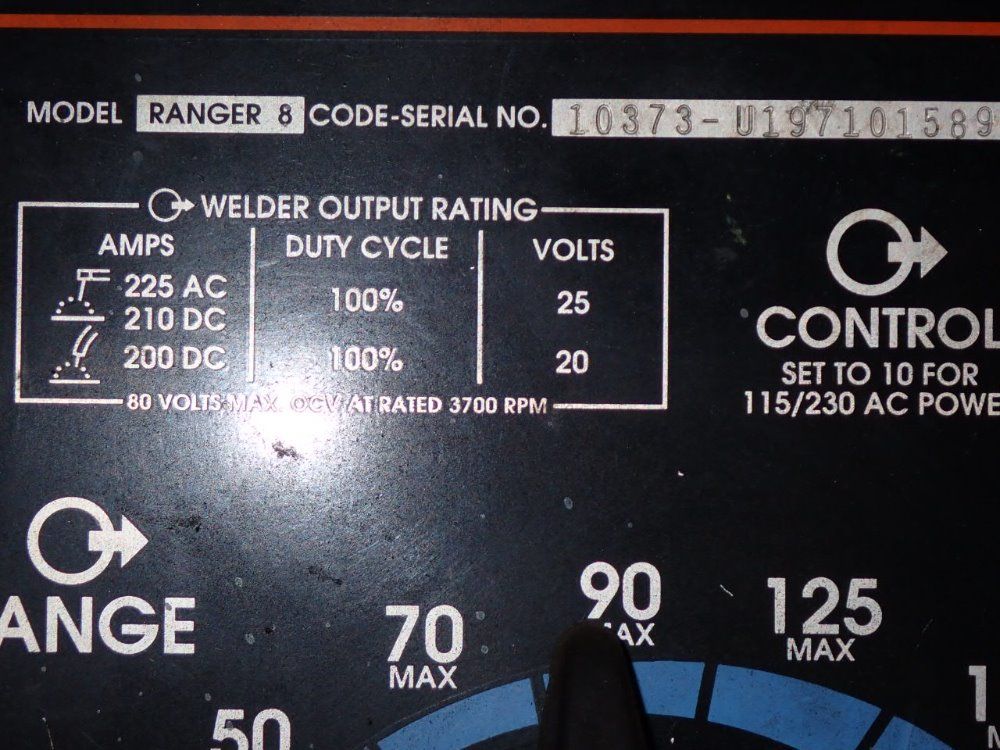 Lincoln 225 Ac Amp Ranger 8 Welding Generator 225 Amp - Ranger 8