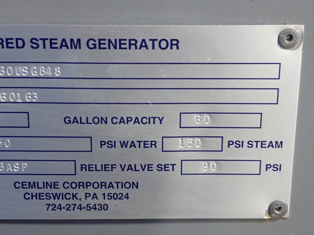 Cemline Corp 60 Gallon V60usg848 Unfired Steam Generator - V60usg848