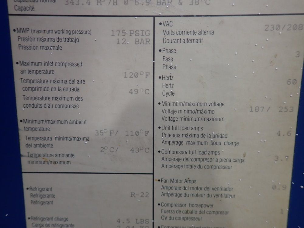 Kaeser 200 Scfm Compressed Air Dryer - Krd200