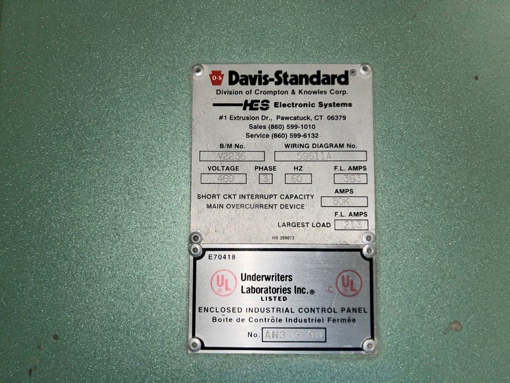 45 Davis Standard  Gala Underwater Pelletizing Line 150 Hp