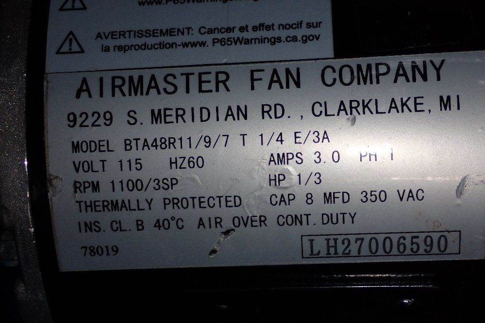 Air Master 1/3 Hp Fan Motor - Bta48r11/917