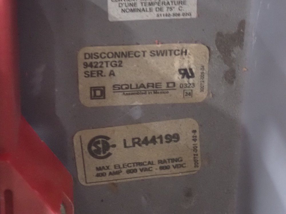 Square D Co. 400a/600v Fusible Disconnect - 9422tg2