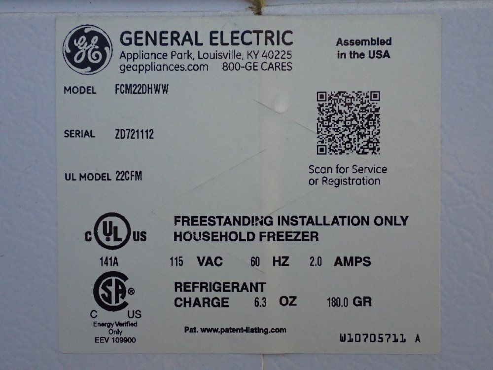 General Electric 60"lx22"wx29"h (interior) Household Freezer - Fcm22dhww