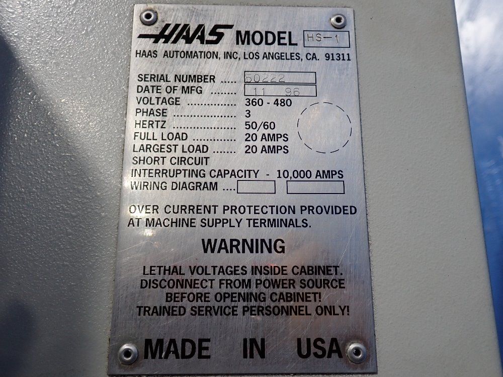 Haas Horizontal Machining Center - Hs-1
