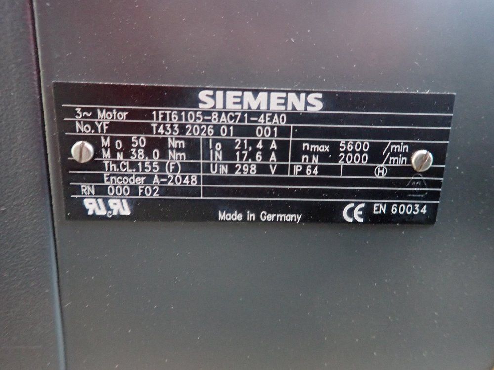 Siemens Siemens 1ft61058ac714ea0 Brushless Servo Motor
