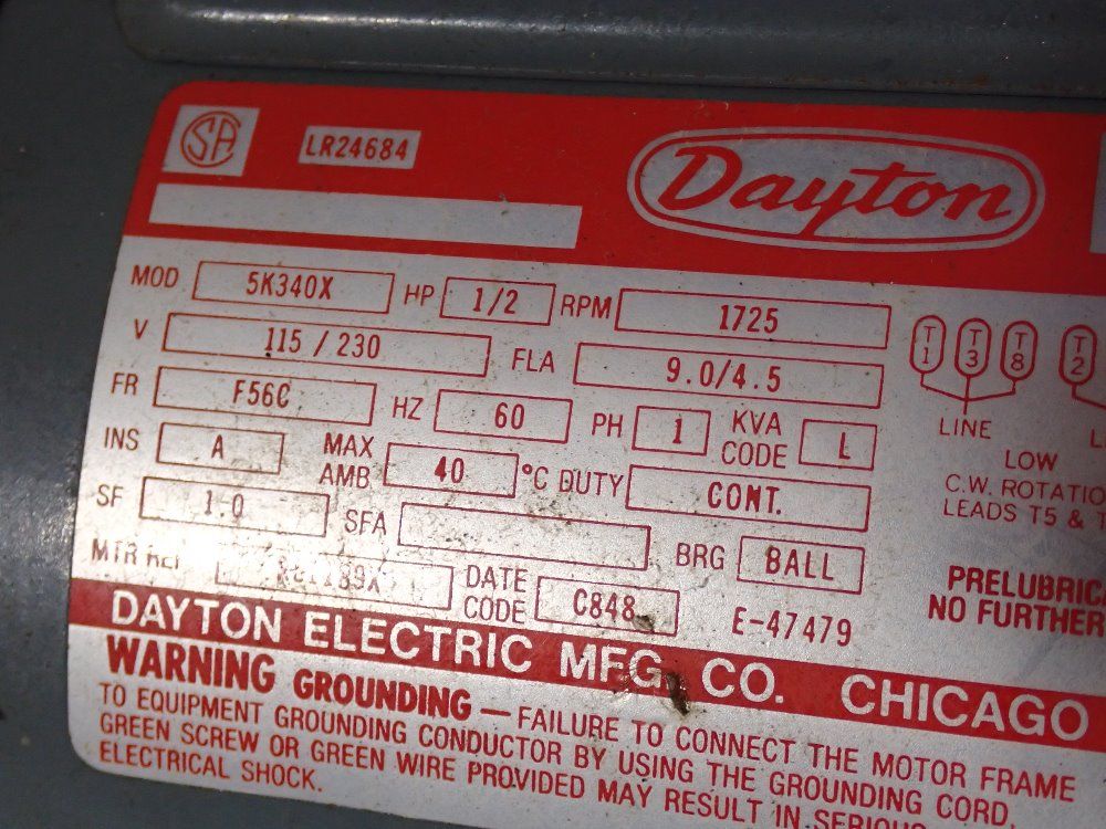 Dayton 1/2 Hp Motor - 5k340x