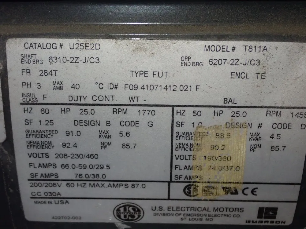 Us Motors 25 Hp Motor - T811a