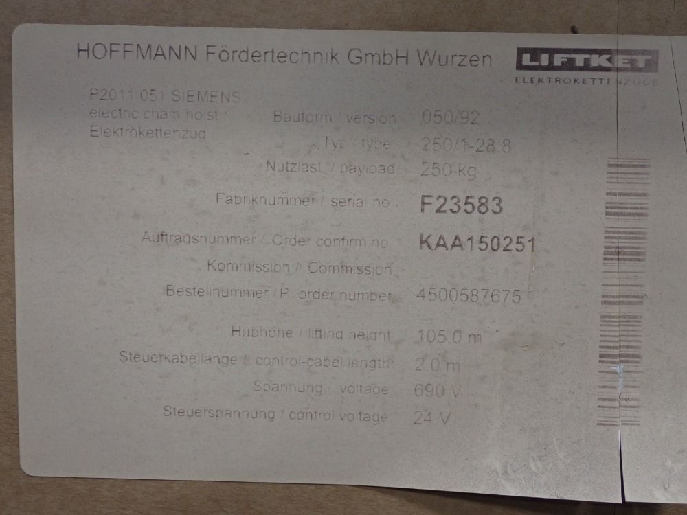 Liftket Electric Chain Hoist - 050/92