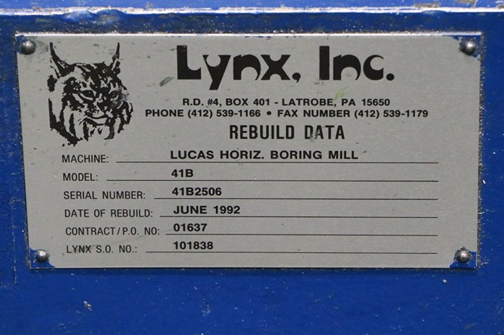 Lucas 36" X 62" Horizontal Boring Mill - 441b-48