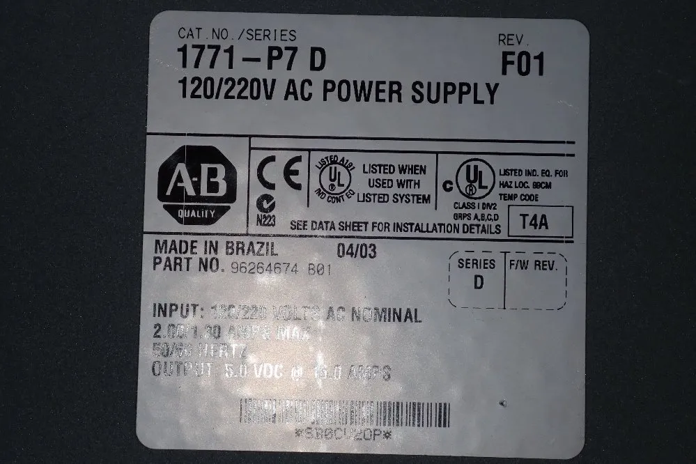Allen Bradley Power Supply - 1771p7d