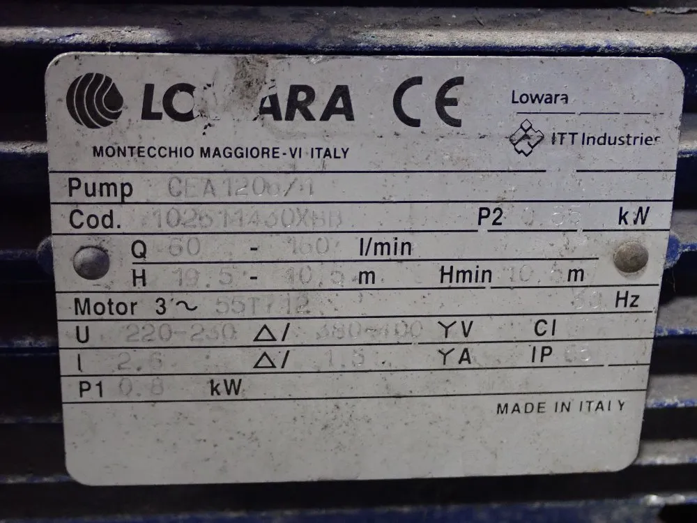 Lowara 0.55 Kw Pump - Cae 1206/1