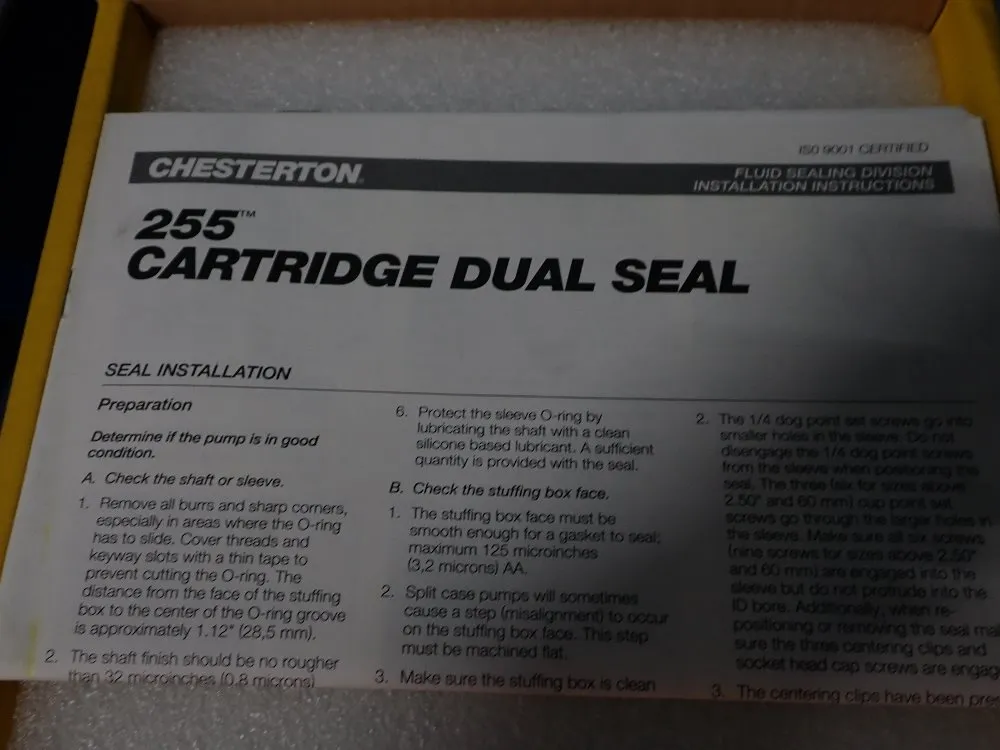 Chesterton Cartridge Dual Seal - 2ss Seal