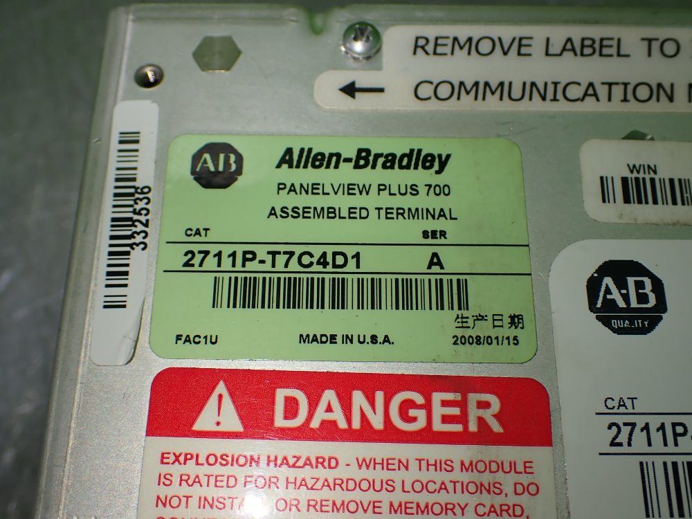 Allen-bradley 2711p-t7c4d1 Panelview Plus 700 Operator Panel. Powers On. - 2711p-t7c4d1