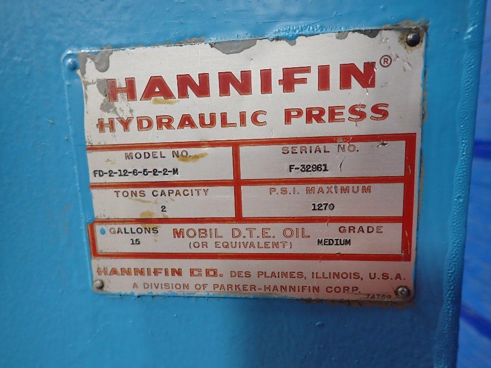 Hannifin 2 Tons Hydraulic Press - Fd-2-12-6-5-2-2-m