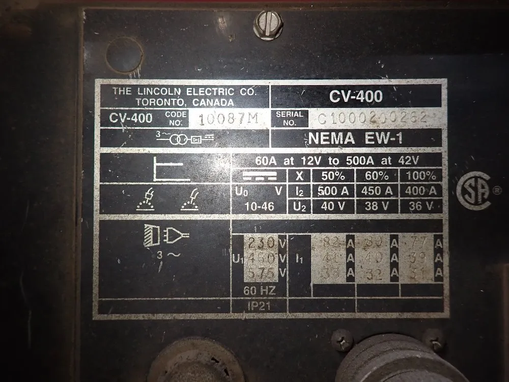 Lincoln Electric 400 Amps Welder - Cv-400
