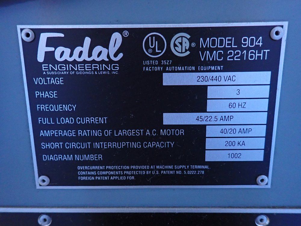 Fadal 16" X 39 1/2" Cnc Vmc - 904-1