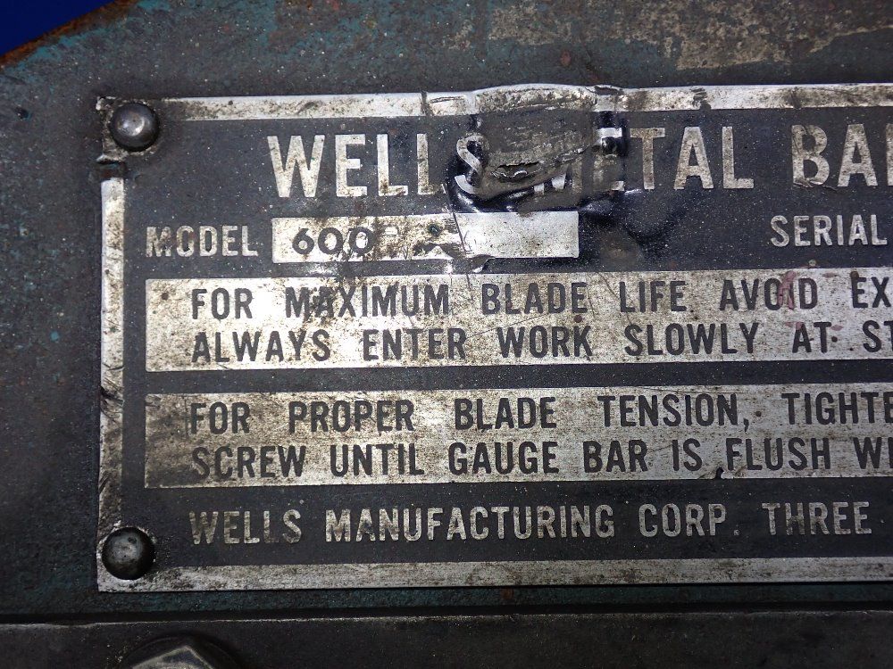 Wells 15" X 7 1/2" Horizontal Band Saw - 600