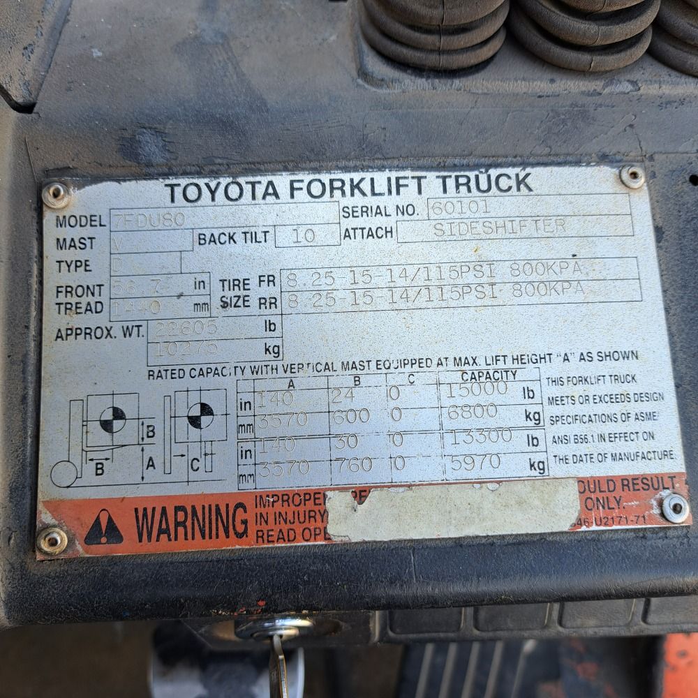Toyota 15,000 Diesel Forklift - 7fdu80