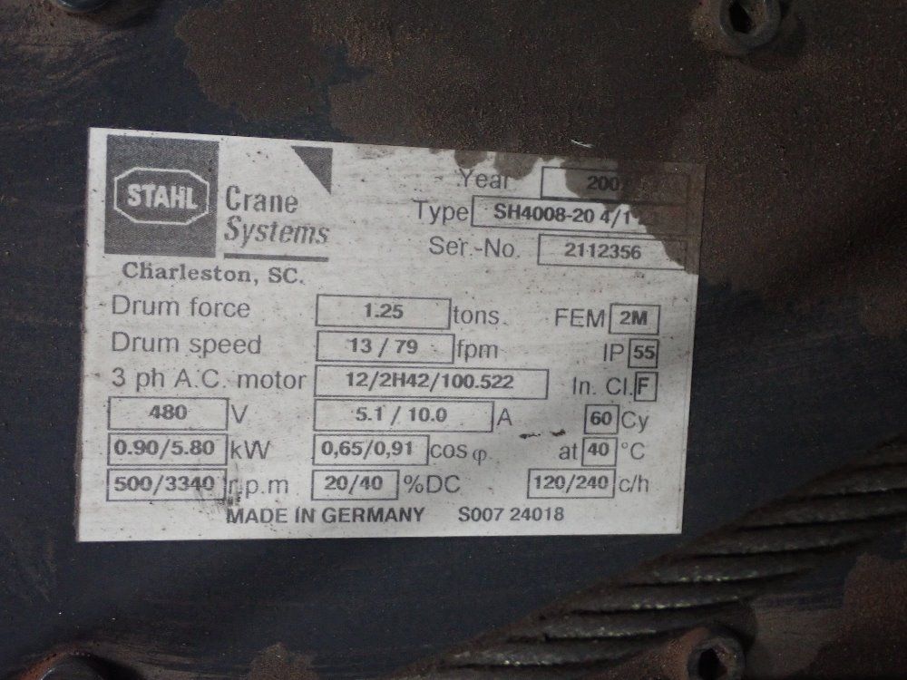 Stahl 1 1/4 Tons Electric Cable Hoist - Sh4008-204/il3