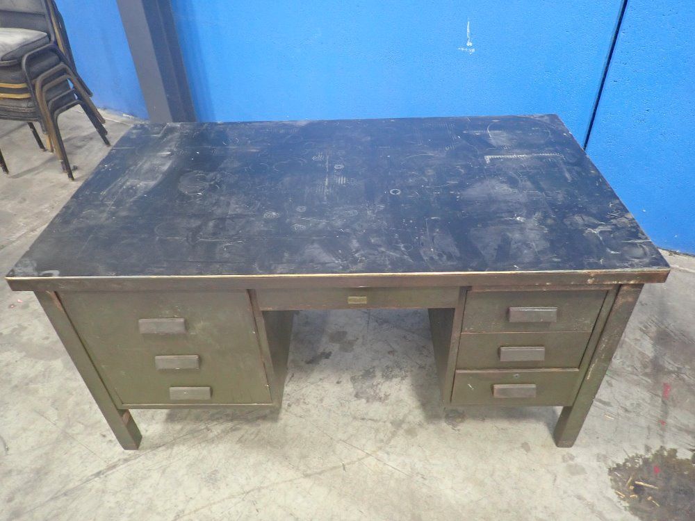 The General Fireproofing Co. 4 Drawers/2 Shelves/pull-out Ledge Steel Work Desk - Allsteel