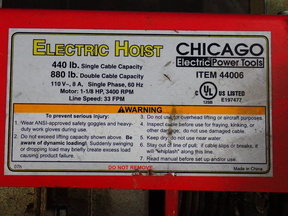 Chicago 440# Electric Hoist - 44006