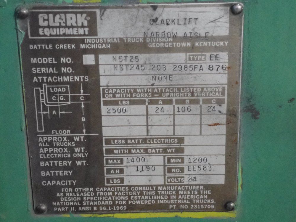 Clark Equipment Co. 2500 Lbs. Electric Stand Up Forklift - Nst25