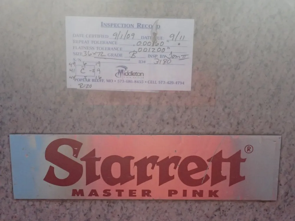 Starrett 72"x36"x10.5" Granite Surface Plate W/stand - Master Pink