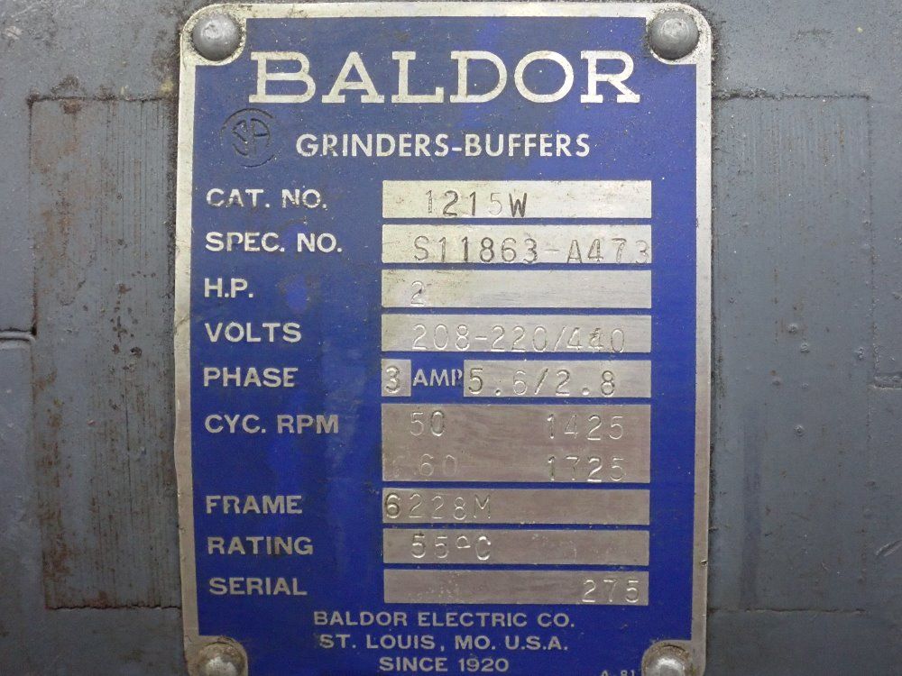 Baldor Electric Co. 2 Hp Pedestal Grinder/buffer - 1215w (s11863-a473)