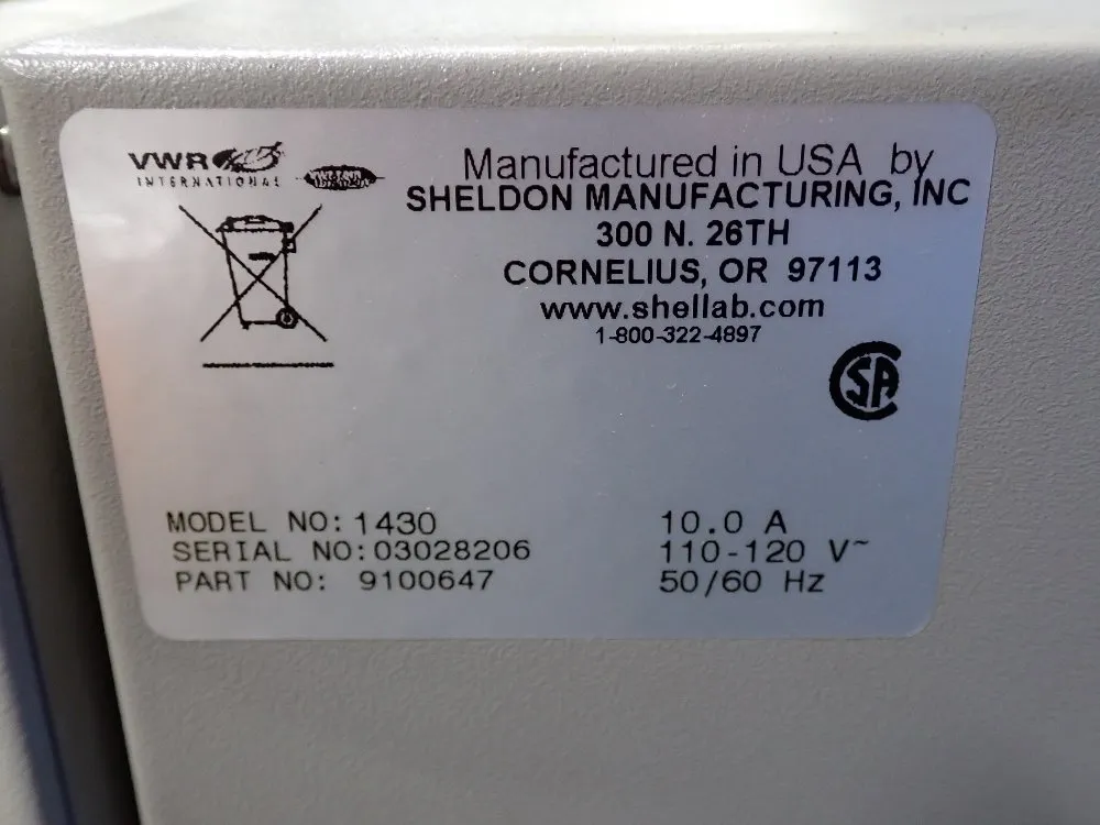 Vwr 20" X 12" X 12" Id Vacuum Oven - 1430